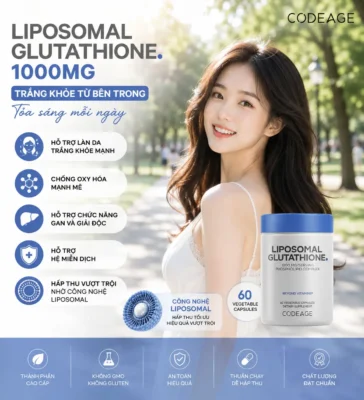 Viên uống Codeage Liposomal Glutathione 1000mg 60 viên của Mỹ Viên uống trắng da Liposomal Glutathione 1000mg 60 viên