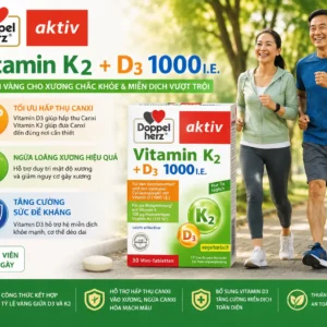 Viên uống Doppelherz Vitamin K2 D3 1000 IE 30 viên của Đức Viên uống vitamin D3 K2 Doppelherz 1000 IE 30 viên của Đức