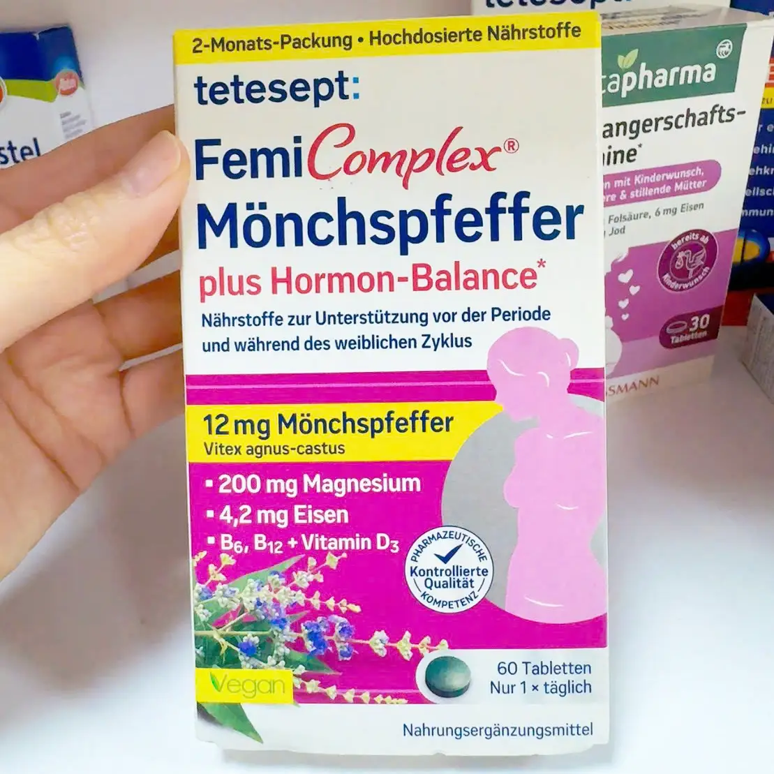 Viên uống Tetesept FemiComplex Mönchspfeffer plus Hormon-Balance 60 viên của Đức viên uống nội tiết tố Tetesept FemiComplex Mönchspfeffer plus Hormon-Balance 60 viên