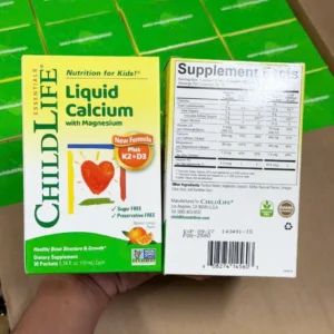 CHILDLIFE LIQUID CALCIUM WITH MAGNESIUM PLUS K2 & D3 DẠNG GÓI
