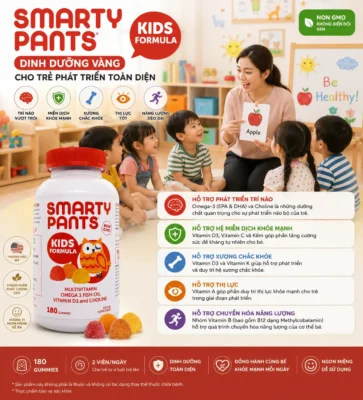 Kẹo dẻo Smarty Pants Kids Formula Multivitamin 180 viên của Mỹ Kẹo dẻo vitamin Smarty Pants Kids Formula Multivitamin 180 viên của Mỹ
