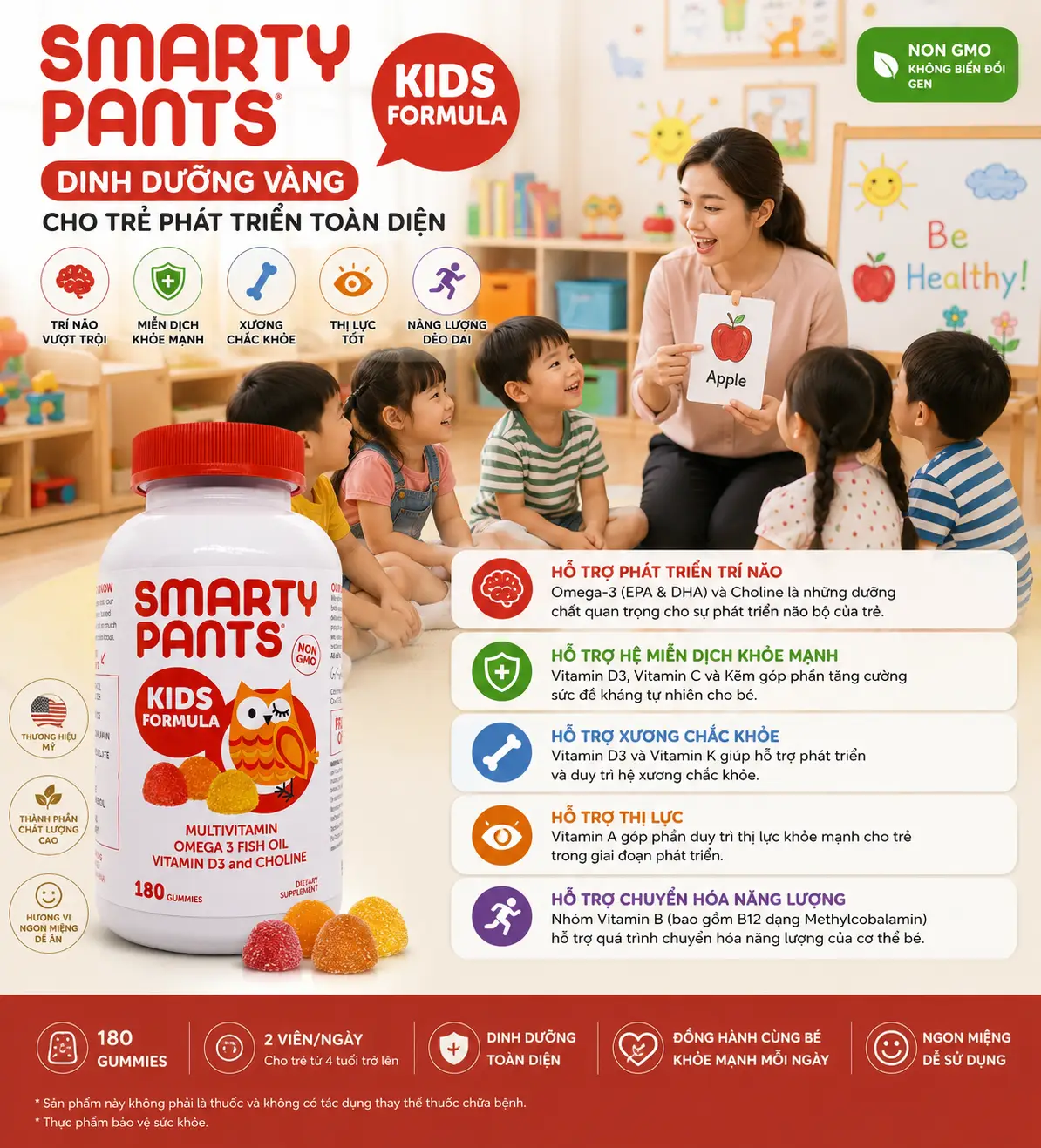 Kẹo dẻo Smarty Pants Kids Formula Multivitamin 180 viên của Mỹ Kẹo dẻo vitamin Smarty Pants Kids Formula Multivitamin 180 viên của Mỹ