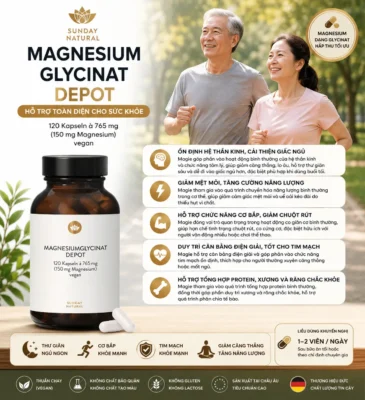 Magie Hữu Cơ Sunday Natural Magnesium Glycinate Depot 150mg, 120 Viên