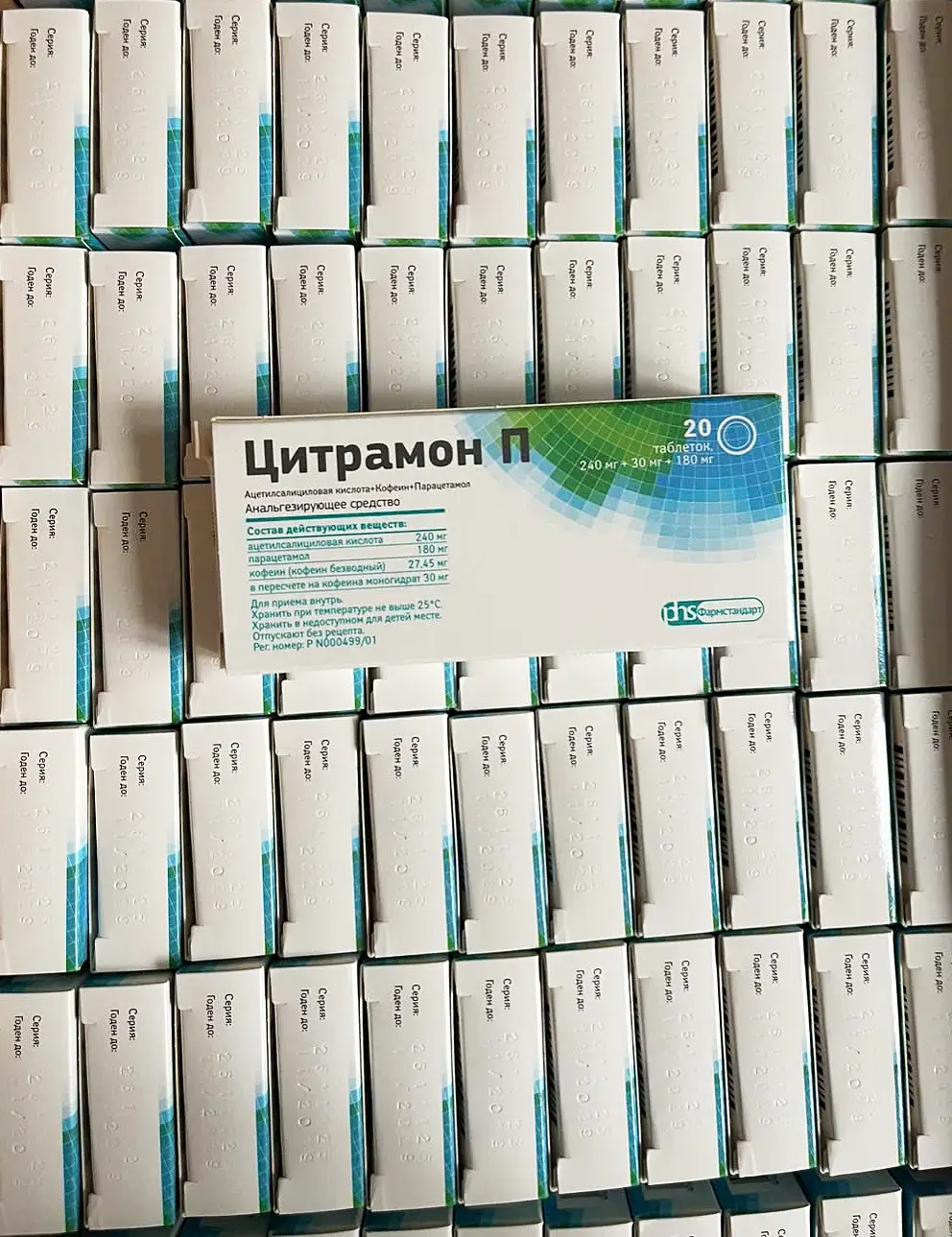 Viên uống thảo dược giảm đau đầu Citramon P 20 viên của Nga Thuốc Đau Đầu Nga Citramon P hộp 20 viên