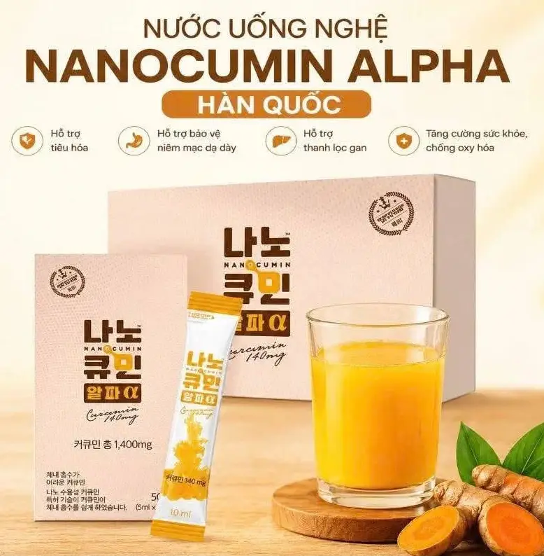 Tinh chất nghệ Nanocumin Alpha 140mg 30 gói của Hàn Quốc Tinh Chất Nghệ Nano Curcumin Alpha Hàn Quốc