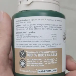 Viên uống dầu hoa anh thảo Nat Form Huile d'Onagre 1500mg 90 viên của Pháp Tinh dầu hoa anh thảo Nat và Form Huile D’Onagre của Pháp 90 viên