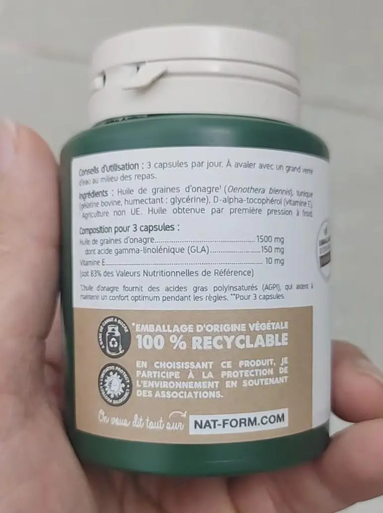 Viên uống dầu hoa anh thảo Nat Form Huile d'Onagre 1500mg 90 viên của Pháp Tinh dầu hoa anh thảo Nat và Form Huile D’Onagre của Pháp 90 viên