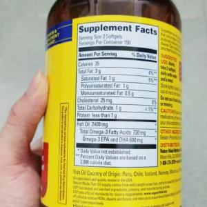 Viên uống dầu cá Nature Made Fish Oil 2400mg 300 viên của Mỹ VIÊN UỐNG DẦU CÁ NATURE MADE FISH OIL 2400 MG 300 VIÊN