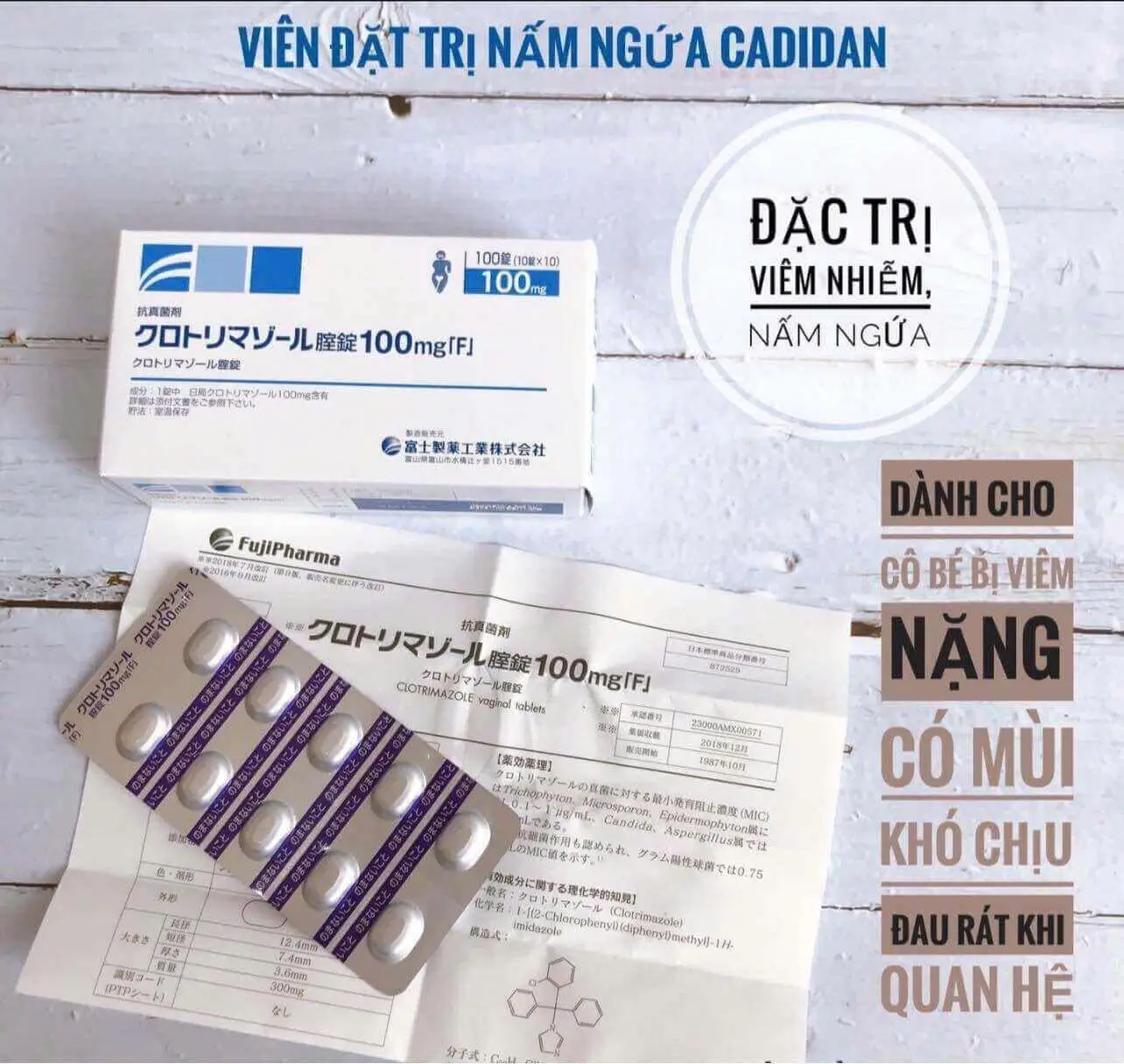 Lẻ 1 vỉ viên đặt trị nấm âm đạo Elcido 100mg vỉ 10 viên của Nhật Bản Viên đặt trị nấm âm đạo Elcido 100mg của Nhật Bản