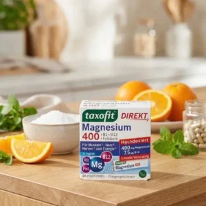 Viên sủi Taxofit Magnesium 400 + B1 + B6 + B12 + Folsaure 20 gói của Đức Viên ngậm Taxofit Magnesium 400 + B1 + B6 + B12 + Folsaure 20 gói của Đức