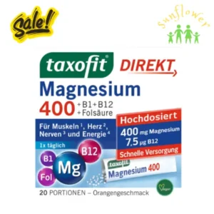 Viên sủi Taxofit Magnesium 400 + B1 + B6 + B12 + Folsaure 20 gói của Đức