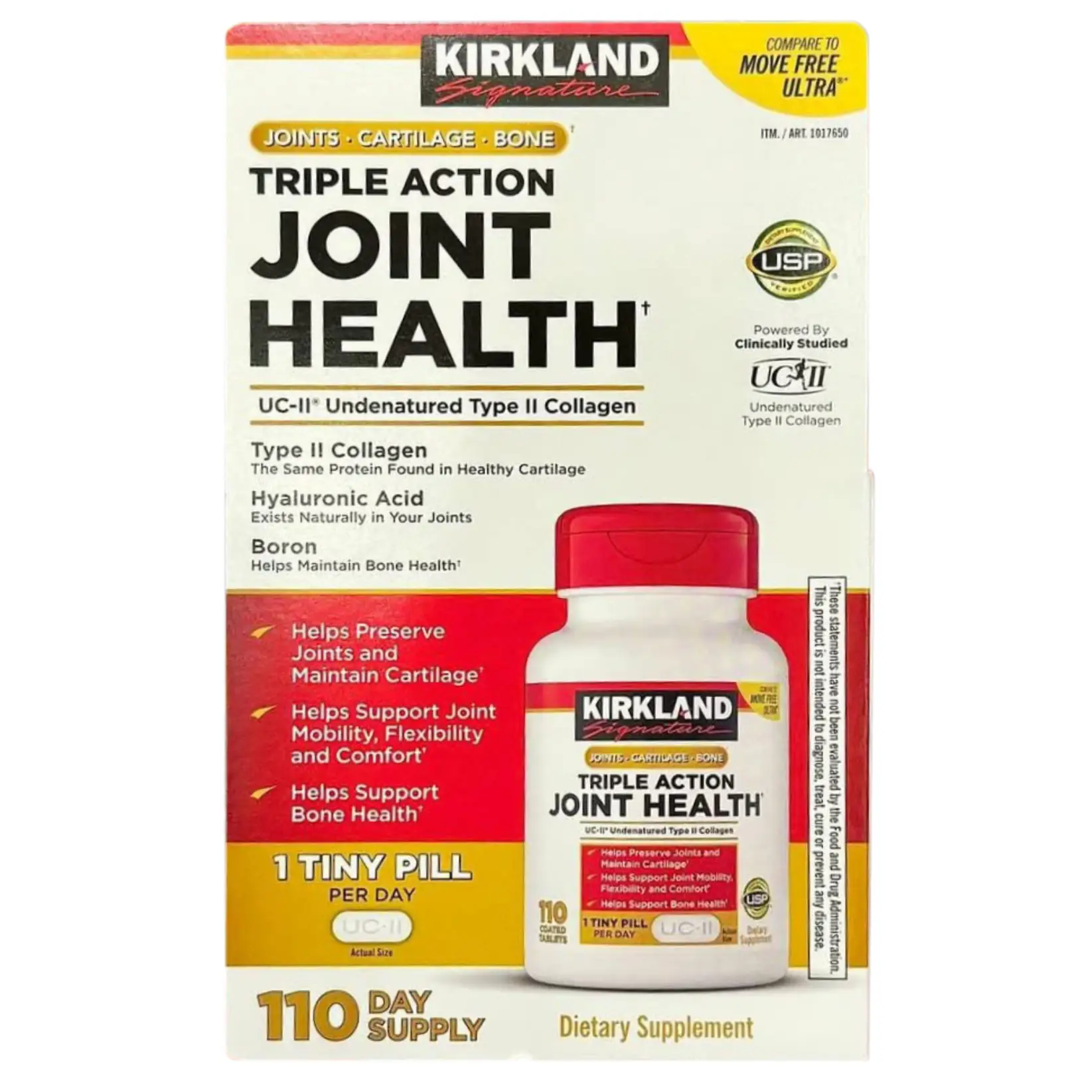 Viên uống Kirkland Triple Action Joint Health UC-II 110 viên của Mỹ Viên uống Kirkland Triple Action Joint Health UC-II 110 viên