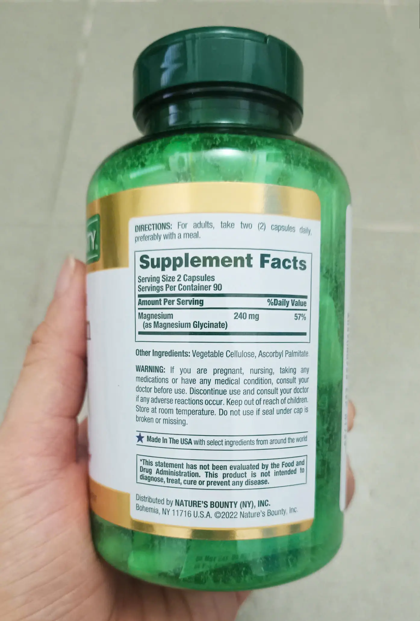 Viên uống Nature's Bounty Magnesium Glycinate 240mg 180 viên của Mỹ Viên uống Magnesium Glycinate 240mg 180 viên Nature’s Bounty Mỹ