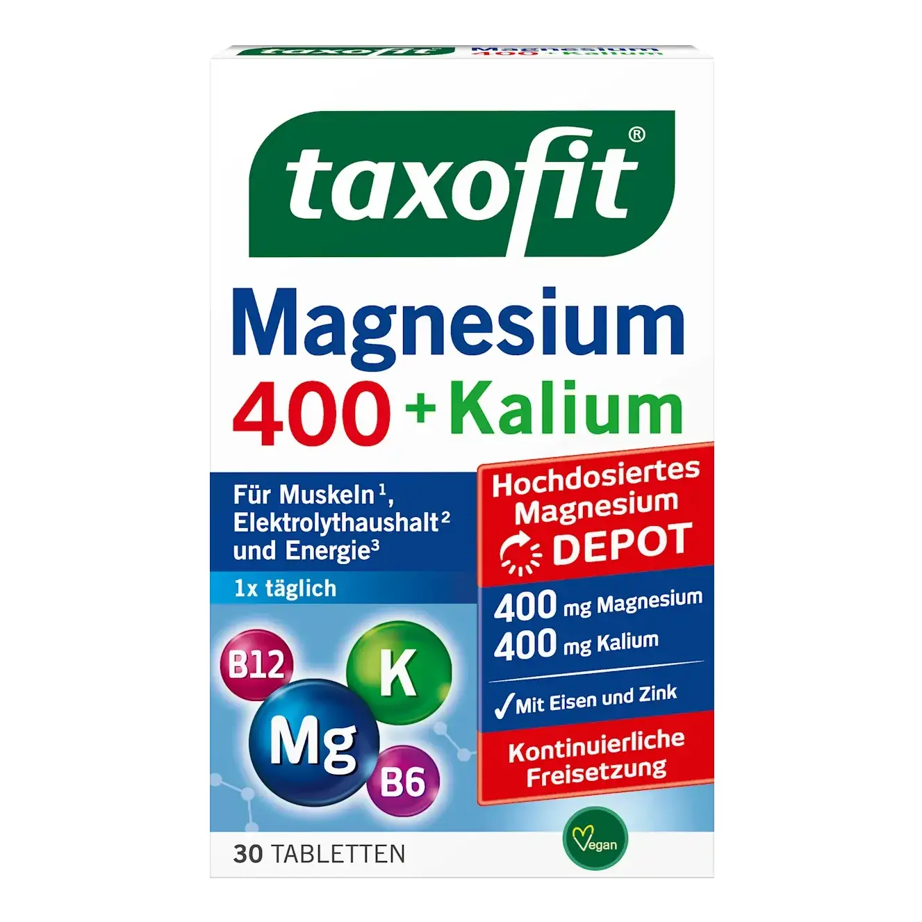Viên uống Taxofit Magnesium 400 Kalium 30 viên của Đức Viên uống Taxofit Magnesium 400 + Kali 30 viên