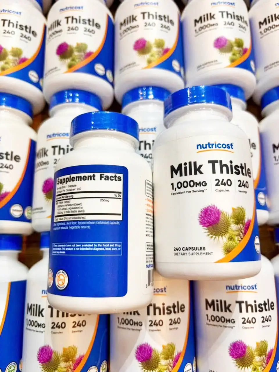 Viên uống bổ gan Nutricost Milk Thistle 1000mg 240 viên của Mỹ Viên uống bổ gan, giải độc gan Nutricost Milk Thistle 1000mg 240 viên