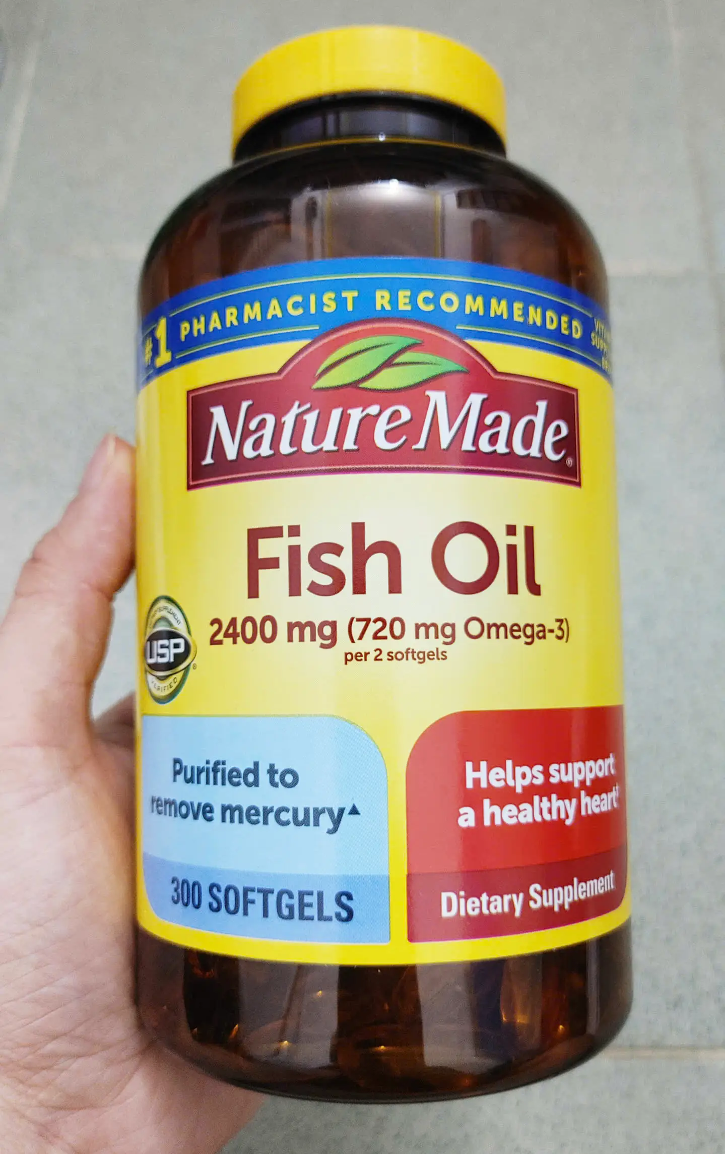 Viên uống dầu cá Nature Made Fish Oil 2400mg 300 viên của Mỹ Viên uống dầu cá Fish Oil Nature Made Fish Oil 2400mg Mỹ 300 viên