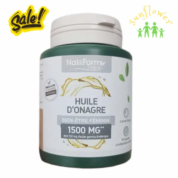 Viên uống dầu hoa anh thảo Nat Form Huile d'Onagre 1500mg 90 viên của Pháp Viên uống dầu hoa anh thảo Nat Form Huile d'Onagre 1500mg 90 viên của Pháp
