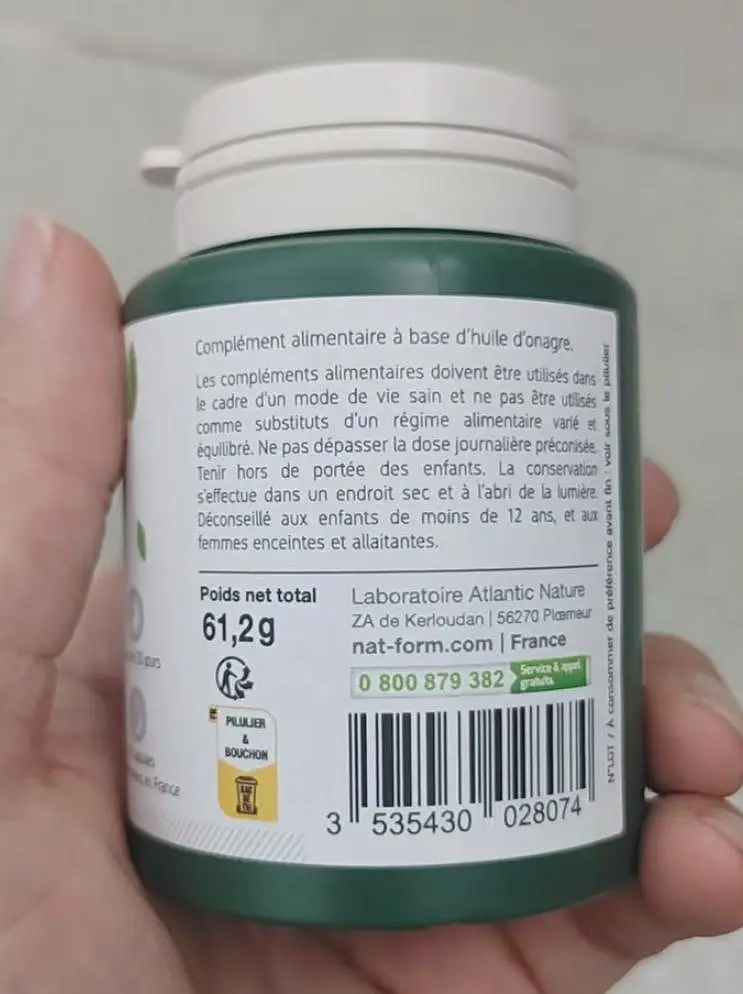 Viên uống dầu hoa anh thảo Nat Form Huile d'Onagre 1500mg 90 viên của Pháp Viên uống tinh dầu hoa anh thảo Nat và Form Huile D’Onagre của Pháp 90 viên