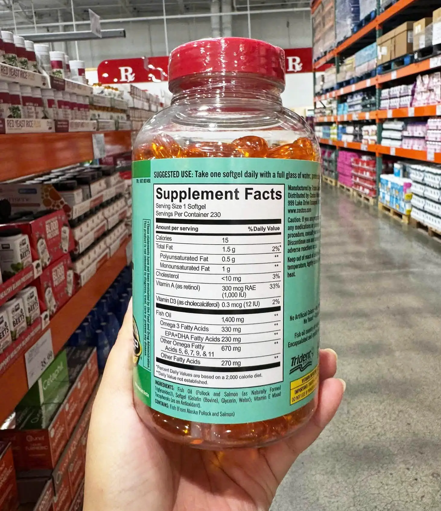 Viên uống dầu cá Kirkland Wild Alaskan Fish Oil 1400mg 230 viên của Mỹ Dầu cá Alaska Kirkland Signature Wild Alaskan Fish Oil 230 viên của Mỹ