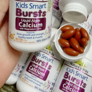 Kẹo nhai Natures Way Kids Smart Bursts Liquid Algae Calcium With Magnesium + Zinc 30 viên
