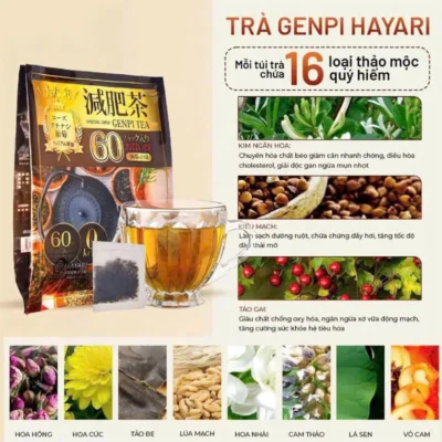 Trà Genpi Tea Special Japan Hayari hỗ trợ giảm cân 60 gói