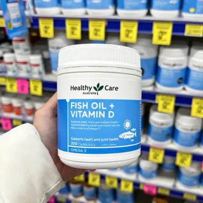 Viên uống dầu cá Healthy Care Fish Oil + Vitamin D 200 viên của Úc Viên Uống Dầu Cá Và Vitamin D Healthy Care Fish Oil + Vitamin D Hộp 200 Viên