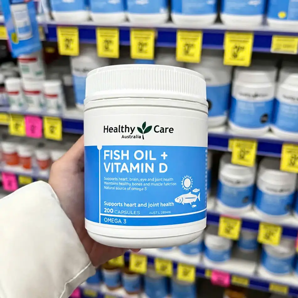 Viên uống dầu cá Healthy Care Fish Oil + Vitamin D 200 viên của Úc Viên Uống Dầu Cá Và Vitamin D Healthy Care Fish Oil + Vitamin D Hộp 200 Viên