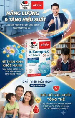 Viên uống Doppelherz B Komplex + Folsäure Depot 45 viên của Đức Viên Uống Vitamin B Complex Doppelherz 45 viên Đức