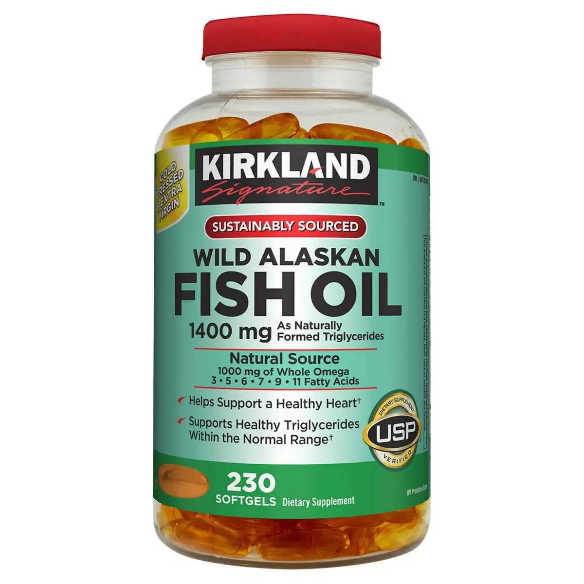 Viên uống dầu cá Kirkland Wild Alaskan Fish Oil 1400mg 230 viên của Mỹ Viên dầu cá Kirkland wild alaskan fish oil 1400mg 230 viên Mỹ