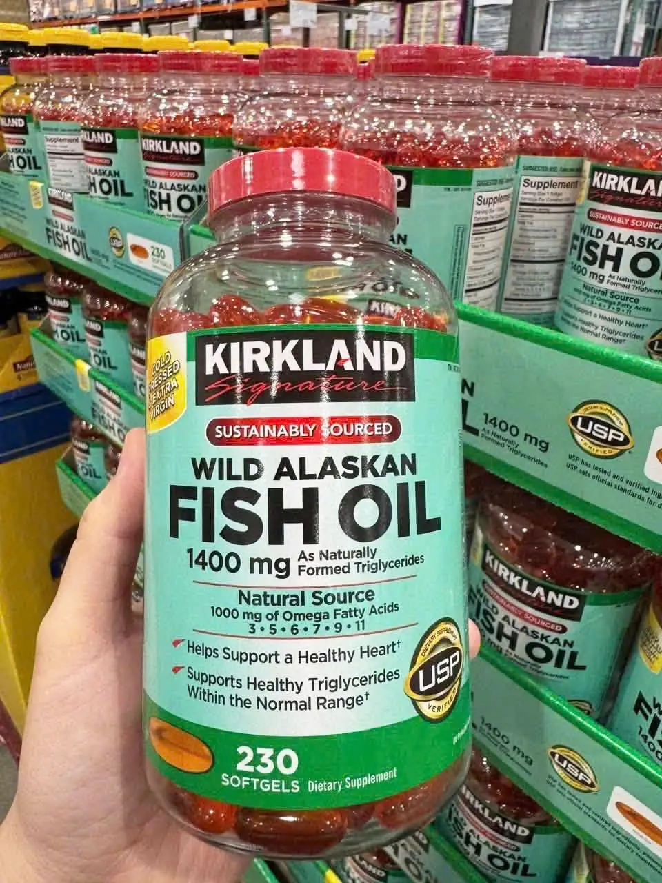 Viên uống dầu cá Kirkland Wild Alaskan Fish Oil 1400mg 230 viên của Mỹ Viên dầu cá Kirkland wild alaskan fish oil 1400mg 230 viên