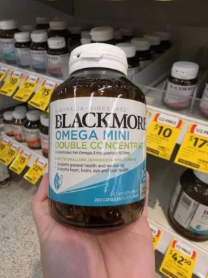 Viên uống dầu cá không mùi Blackmores Omega Mini Double Concentrate 200 viên