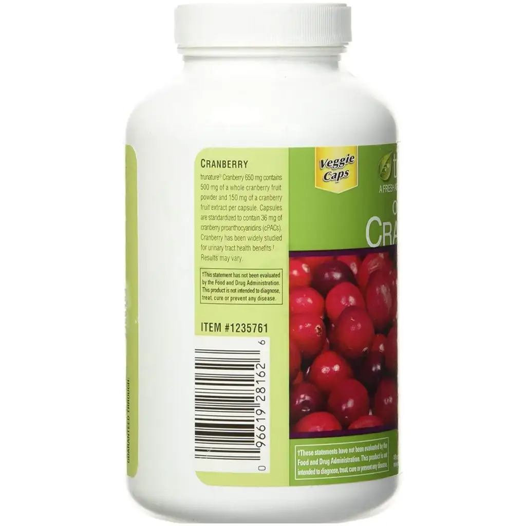 Viên uống tiết niệu Trunature Cranberry 650mg 140 viên của Mỹ Viên uống hỗ trợ đường tiết niệu Trunature Cranberry 650mg 140 viên