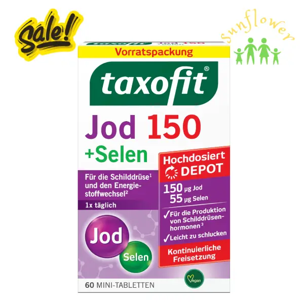 Viên uống hỗ trợ tuyến giáp Taxofit Jod 150 + Selen Depot 60 viên của Đức Viên uống hỗ trợ tuyến giáp Taxofit Jod 150 + Selen Depot 60 viên của Đức