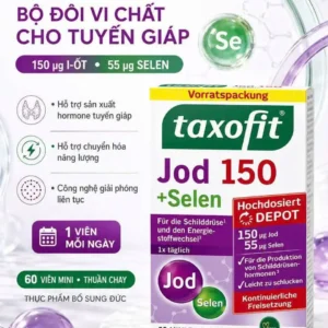 Viên uống hỗ trợ tuyến giáp Taxofit Jod 150 + Selen Depot 60 viên của Đức Viên uống hỗ trợ tuyến giáp Taxofit Jod Selen Depot 60 viên của Đức