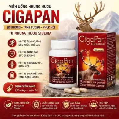 Viên uống nhung hươu CigaPan của Nga lọ 60 viên