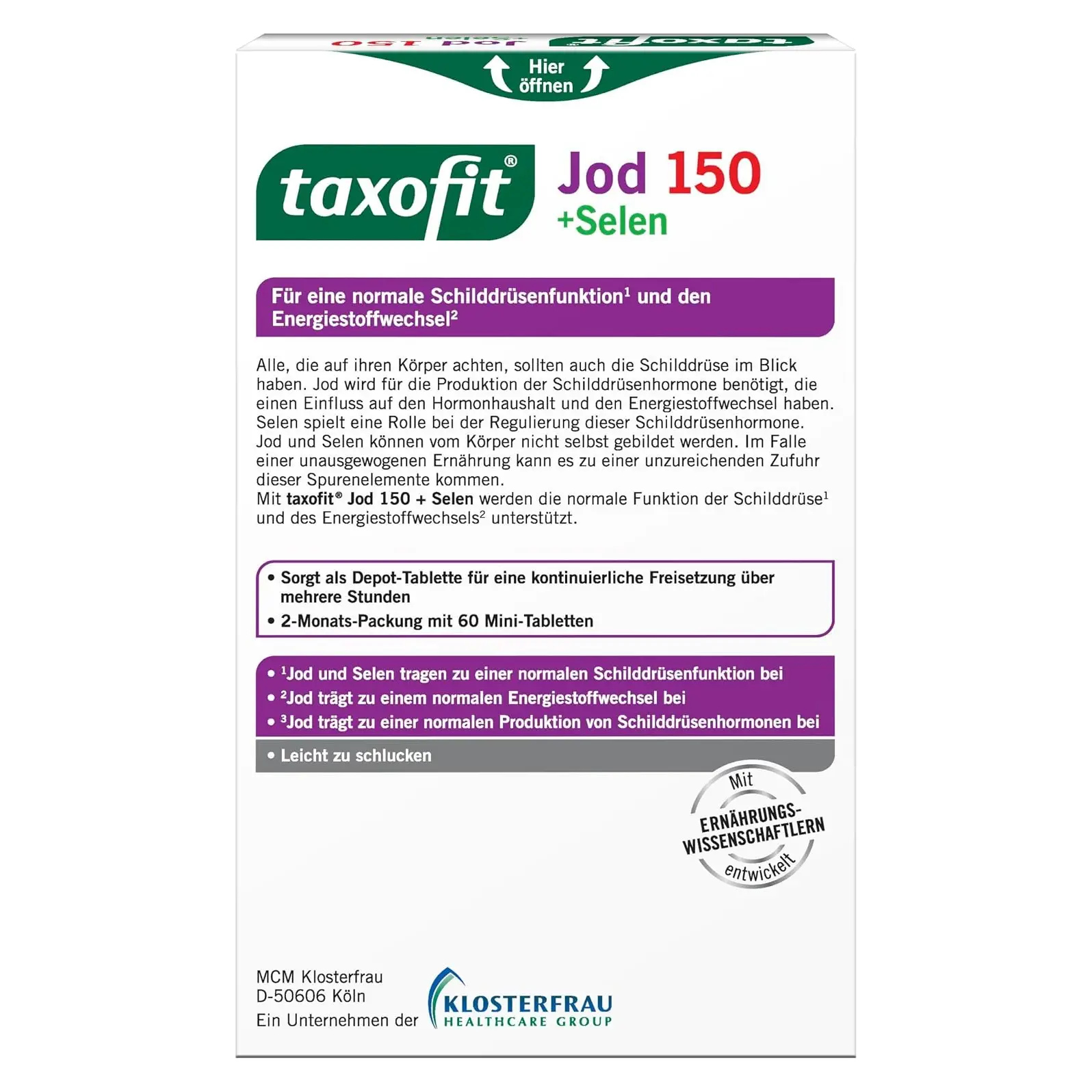 Viên uống hỗ trợ tuyến giáp Taxofit Jod 150 + Selen Depot 60 viên của Đức Viên uống taxofit Jod 150 + Selen Depot hỗ trợ tuyến giáp của Đức