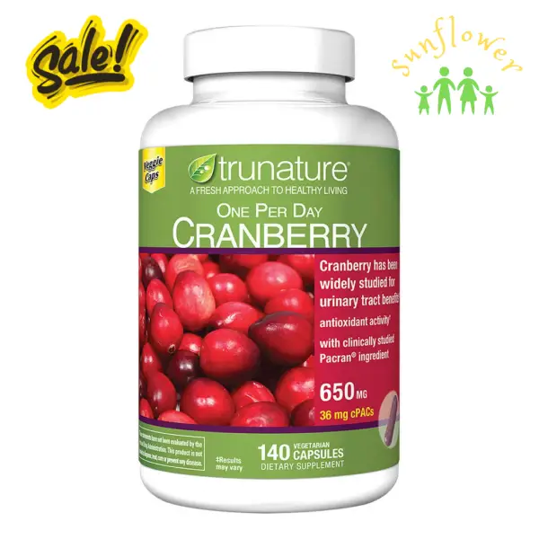 Viên uống tiết niệu Trunature Cranberry 650mg 140 viên của Mỹ Viên uống tiết niệu Trunature Cranberry 650mg 140 viên của Mỹ