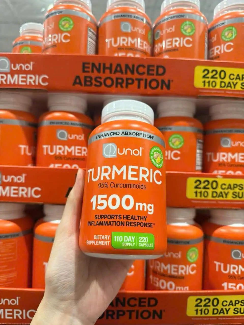 Tinh chất nghệ Qunol Turmeric 1500mg Enhanced Absorption 220 viên của Mỹ Viên uống tinh chất nghệ Qunol Turmeric 1500mg Mỹ 220 viên