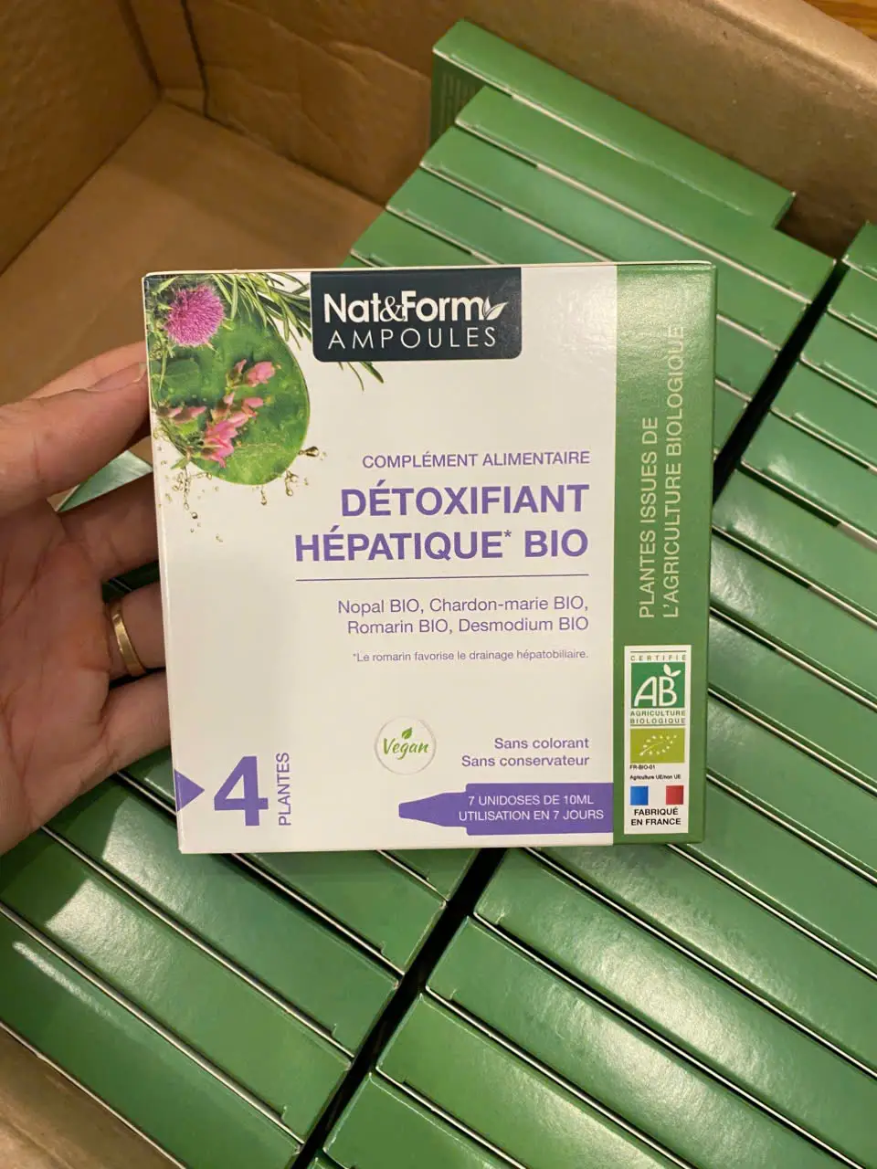 Nước uống thải độc gan Nat Form Détoxifiant Hépatique Bio 7 ống của Pháp Detox gan hữu cơ Pháp Nat Form Ampoules Bio Détoxifiant Hépatique 7 ống