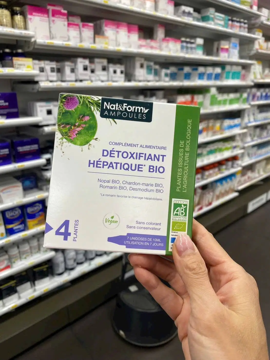 Nước uống thải độc gan Nat Form Détoxifiant Hépatique Bio 7 ống của Pháp Detox gan hữu cơ Pháp Nat Form Detoxifiant Hepatique 7 ống của Pháp
