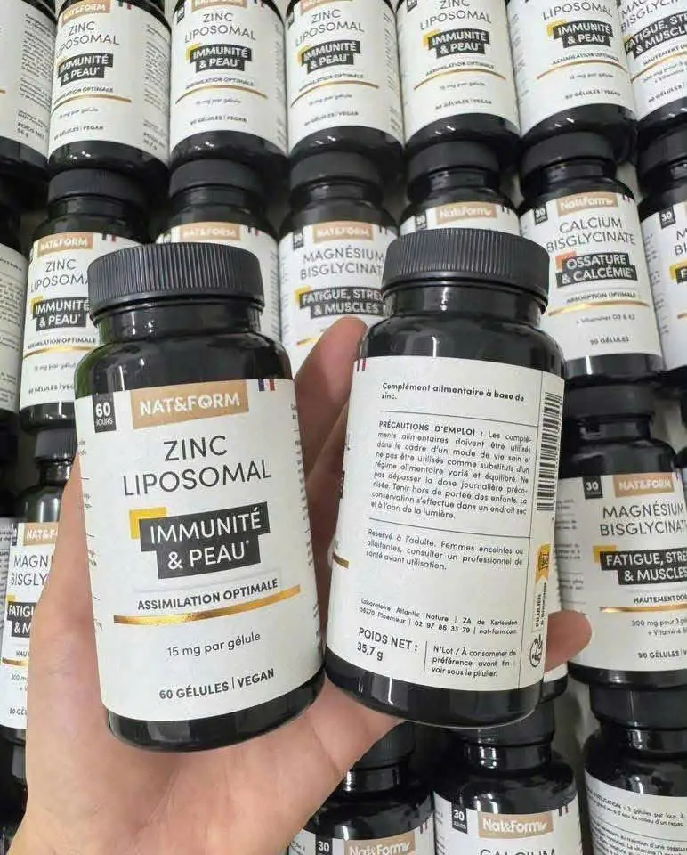 Viên uống kẽm Nat Form Zinc Liposomal 15mg 60 viên của Pháp Kẽm Liposomal NAT&FORM 60 viên