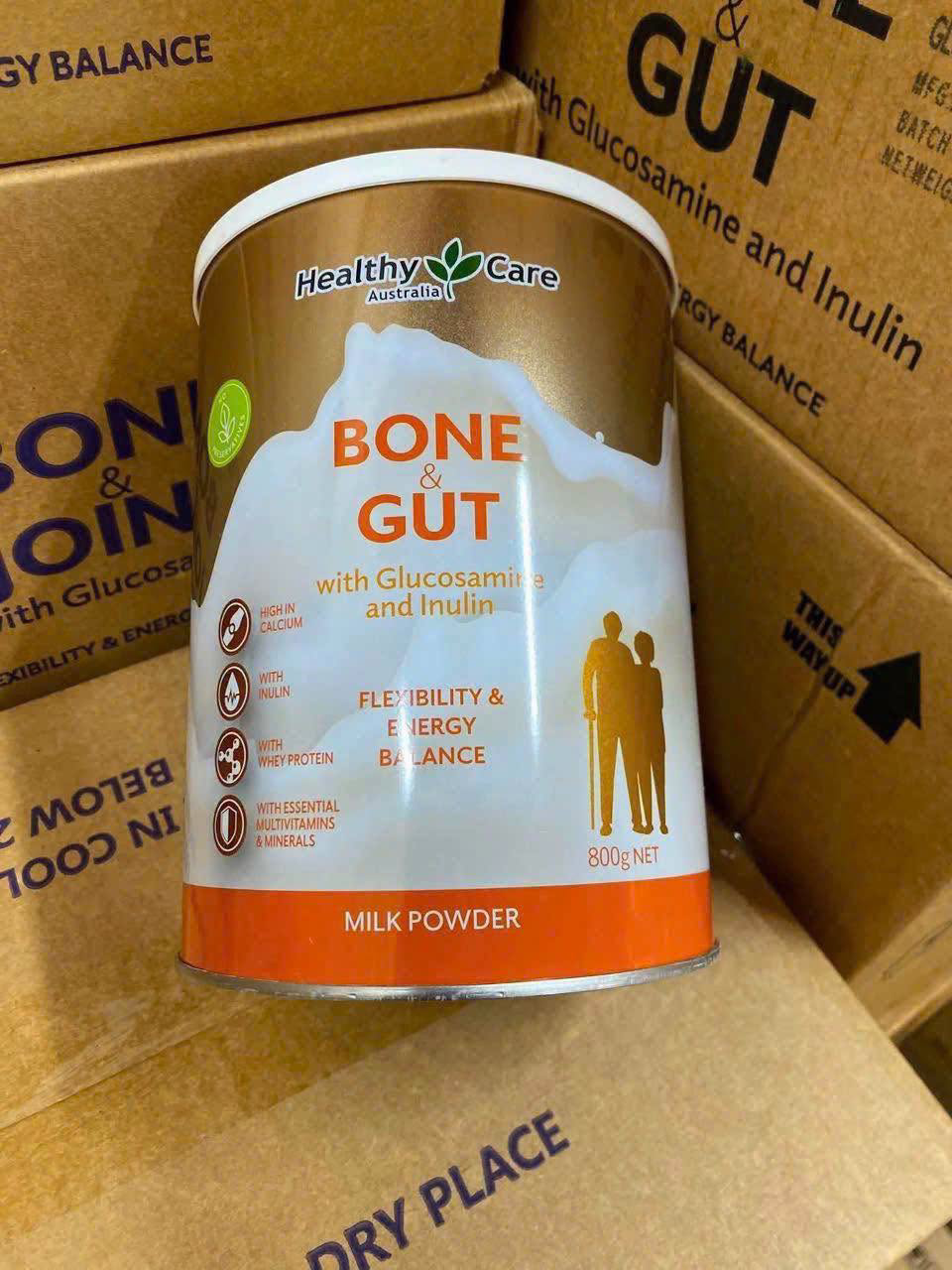 Sữa bột Healthy Care Bone Gut with Glucosamine and Inulin 800g của Úc Sữa bột Healthy Care Bone & Gut with Glucosamine 800g