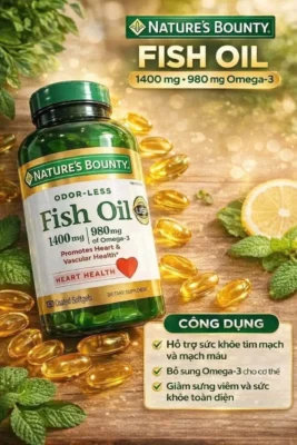 Dầu cá Natures Bounty Fish Oil 1400mg 130 viên của Mỹ Viên Uống Fish Oil 1400Mg Nature's Bounty 130 Viên của Mỹ