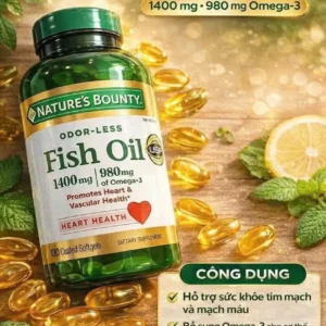 Dầu cá Natures Bounty Fish Oil 1400mg 130 viên của Mỹ Viên Uống Fish Oil 1400Mg Nature's Bounty 130 Viên của Mỹ
