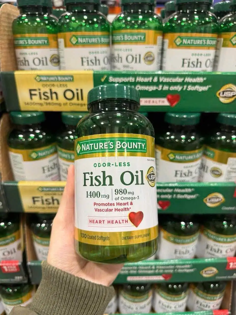 Dầu cá Natures Bounty Fish Oil 1400mg 130 viên của Mỹ Viên Uống Fish Oil 1400Mg Nature's Bounty 130 Viên