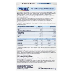 Viên ngậm Magie + C B6 B12 Mivolis Đức 30 viên
