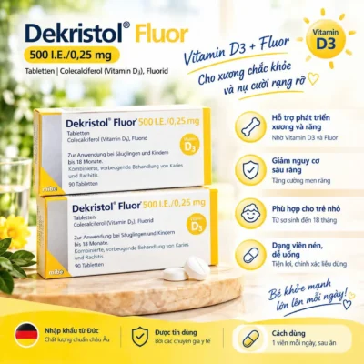 Viên uống Dekristol Fluor 500 I.E. 0,25 mg của Đức