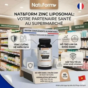 Viên uống kẽm Nat Form Zinc Liposomal 15mg 60 viên của Pháp Viên uống Kẽm Liposomal Nat&Form 60 viên của Pháp