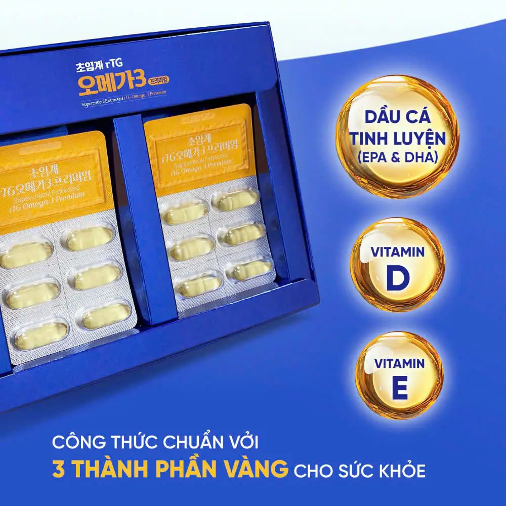 Viên uống Omega 3 rTG Premium 900mg 60 viên của Hàn Quốc Viên uống Omega-3 Rtg Premium 900mg Hanmi Hàn Quốc