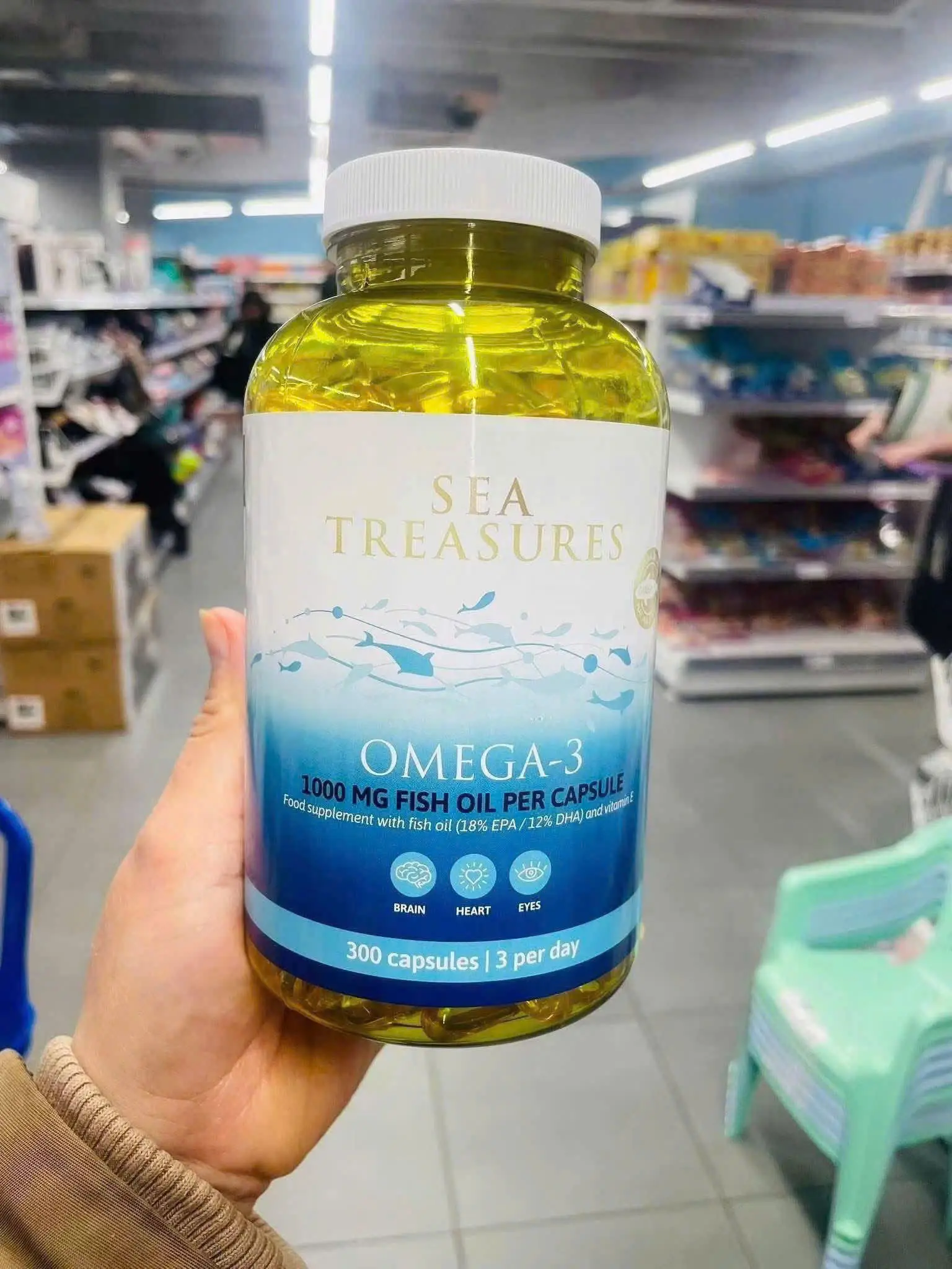 Viên uống dầu cá Sea Treasures Omega-3 1000mg 300 viên của Pháp Viên uống Omega 3 Sea Treasures 1000mg 300 viên